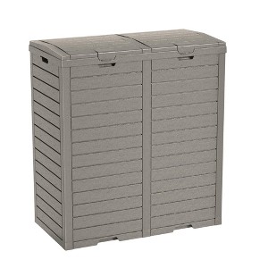 Dolonm 62GAL Dual Compartment Trash Can, 230L Outdoor Waste Bin with Double Bucket, Heavy-Duty Plastic, 30.67"x16.26"x33.86" - 1 of 4