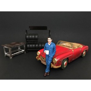 Mechanic Larry Taking Break Figurine for 1/24 Scale Models by American Diorama - 1 of 3
