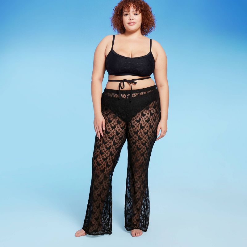 Women's Sheer Lace Flare Cover Up Pants - Wild Fable™ Black, 4 of 5