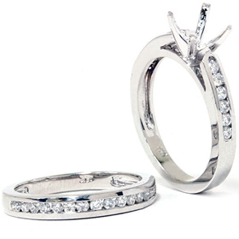 Pompeii3 1/2ct Cathedral Diamond Channel Set Rings 14K White Gold, 2 of 5