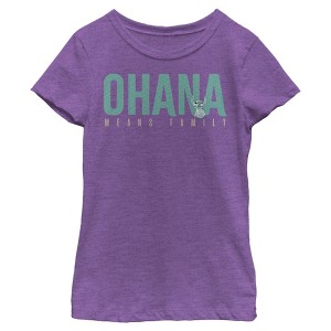 Girl's Lilo & Stitch Bold Ohana means Family T-Shirt - 1 of 4