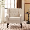 Beautyolove Comfy Modern Accent Chair Beige Fabric Upholstered Mid Century Armchair - 2 of 4