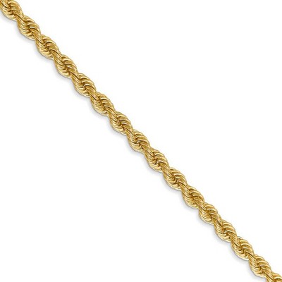 Black Bow Jewelry 3mm, 14k Yellow Gold, Handmade Solid Rope Chain Necklace