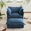 2 Piece Lazy Armrests Sofa Chairs,Chenille Fabric Upholstered Sectional Modular Sofa Chair,Sectional Modular Sofa With Ottoman-Coolbibila - 3 of 4