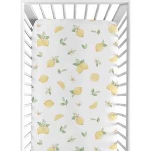 Sweet Jojo Designs Girl Baby Fitted Crib Sheet Lemon Yellow Green and Beige - 1 of 4