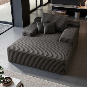 68"x51" Faux Fur Oversized Chaise Lounge Chair with Plush Comfort - 1 of 4