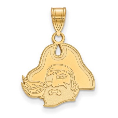 Black Bow Jewelry 14k Yellow Gold Plated Sterling Silver East Carolina Pirates NCAA Medium Pendant