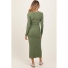 Pinkblush Olive Ribbed Knit Fitted Maternity Midi Sweater Dress - 4 of 4