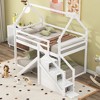 CAVINAS Twin over Twin Bunk Bed House Shaped Wooden Bed Frame with Slide and Storage Stair for Bedroom - 2 of 4