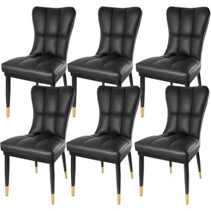 Bekrvio High-Back Faux Leather Dining Chairs Set of 4/6 - Modern Sturdy, Upholstered with Deep Sponge Seat, Metal Legs for Kitchen/Dining/Living Room - 1 of 4