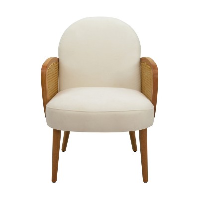 Christopher Knight Home Farah Modern Rattan and Rubberwood  Velvet Upholstered Accent Chair