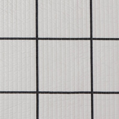 King Black and White Microfiber Windowpane Quilt Set
