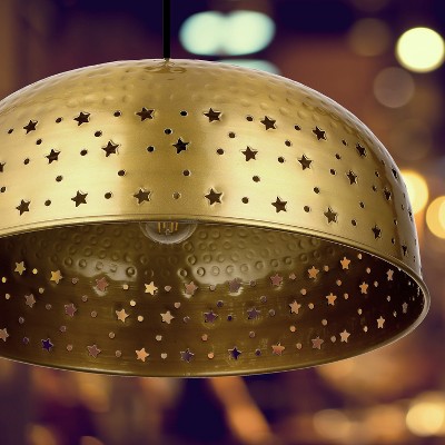 Stevie 17.75" Gold Star Cutout Dome Pendant Light