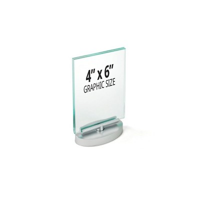 Silver Acrylic Desktop Revolving Sign Holder Frame 4" x 6"