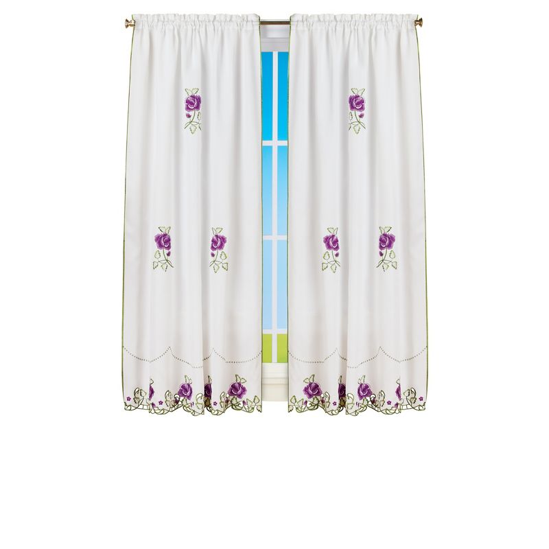 Collections Etc Rose Embroidery Drapes, 1 of 4