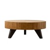 Round Coffee Table Retro Cocktail Table Sofa Table Side Table Accent Table Center Table, Natural/Brown-ModernLuxe - 4 of 4