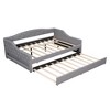 CAVINAS Twin/Full Size Pine Wood Linen Upholstered Daybed Bed Frame with LED Belt & Trundle,No Box Spring Needed - 4 of 4
