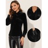INSPIRE CHIC Women's Vintage Solid Gothic Velvet Dressy Bow Tie Neck Business Shirt - 2 of 4