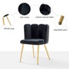 Barbara Velvet Vanity Stool for Makeup Room, Moden Accent Side Chairs for Living Room with Golden Metal Legs | Artful Living Design-BLACK - 4 of 4