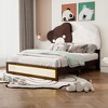 TiramisuBest Full Size Upholstered Platform Bed with Bear Shaped Headboard - Brown+White Upholstered Design - 4 of 4