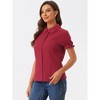 INSPIRE CHIC Women's Short Sleeve Button Down Peter Pan Collar Blouse - 3 of 4