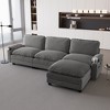 113'' Corduroy 3+1 L-Shaped Modular Sectional Sofa with Ottoman, Double-Layer Thick Cushion, Cup Holders and Storage Bags - 2 of 4