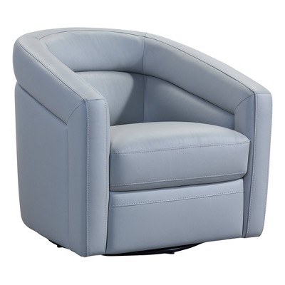 Desi Contemporary Swivel Accent Chair Leather Dove Gray - Armen Living
