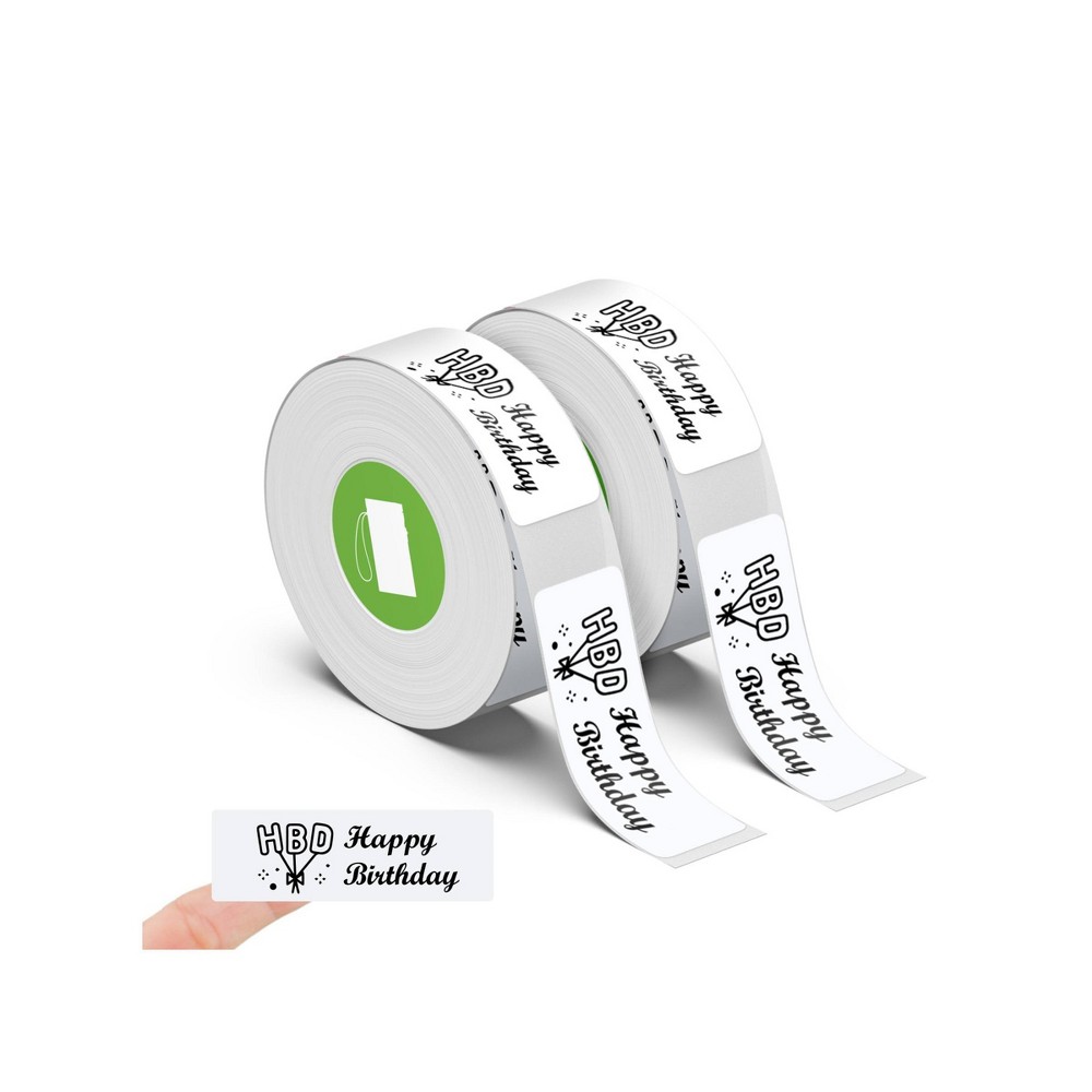 Nelko Set of 2 14x40mm White Label Paper Rolls