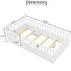 COWLOWN Twin Size Floor Bed with Safety Barrier, Wooden Children's Bed Frame with Door Opening, Pine French Design - 2 of 4