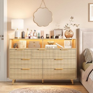 modern fluted dresser 6 Drawers for Bedroom, 54" Dresser TV Stand Jasper is not just a piece of furniture but a timeless addition to your space Fluted Dresser with 6 Deep