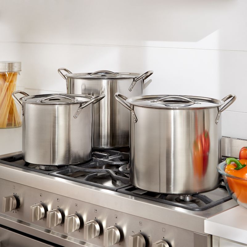 BrylaneHome 6 Piece Stainless Steel Stockpot Set Pot, 1 of 2