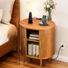 TiramisuBest Nightstand with Charging, Fluted Side Table with Sliding Door & Adjustable Shelf,End Table for Small Space,Living,Bedroom,Walnut - 2 of 4