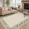 Washable Floral Print Geometric Bordered Rugs for Living Room, Ultra Thin Non Slip Retro Accent Large Carpet for Bedroom Dining Room - 3 of 4