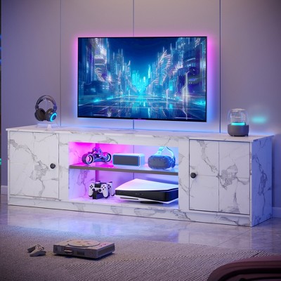 Pinmoco 63" LED TV Stand for TVs up to 70", Gaming Entertainment Center with Storage Cabinet and Adjustable Shelf