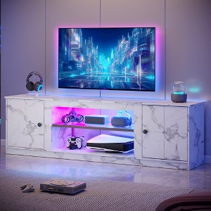 Pinmoco 63" LED TV Stand for TVs up to 70", Gaming Entertainment Center with Storage Cabinet and Adjustable Shelf - 1 of 4