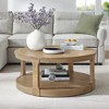 Dexmalle Large Curved 2 Tier Traditional Round Circle Wooden Center Coffee Table,Rounded Table with Wheels - 2 of 4