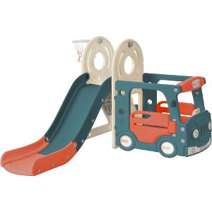 Toddler Slide for Toddlers Age 1-3 with Basketball Hoop and Swing, Baby Slide for Kids Ideal Gift, Indoor Outdoor Backyard Playground - 1 of 4