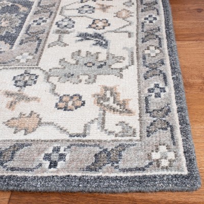 Ivory and Charcoal Hand-Knotted Wool 8' x 10' Area Rug