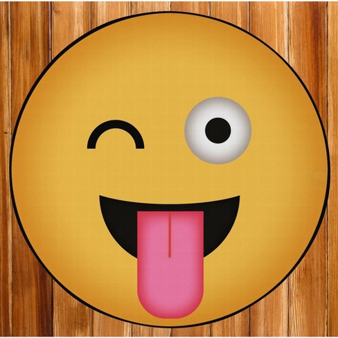 Deerlux Emoji Style Round Funny Smiley Face Kids Area Rug, Winky Tongue Out  Emoji Rug : Target