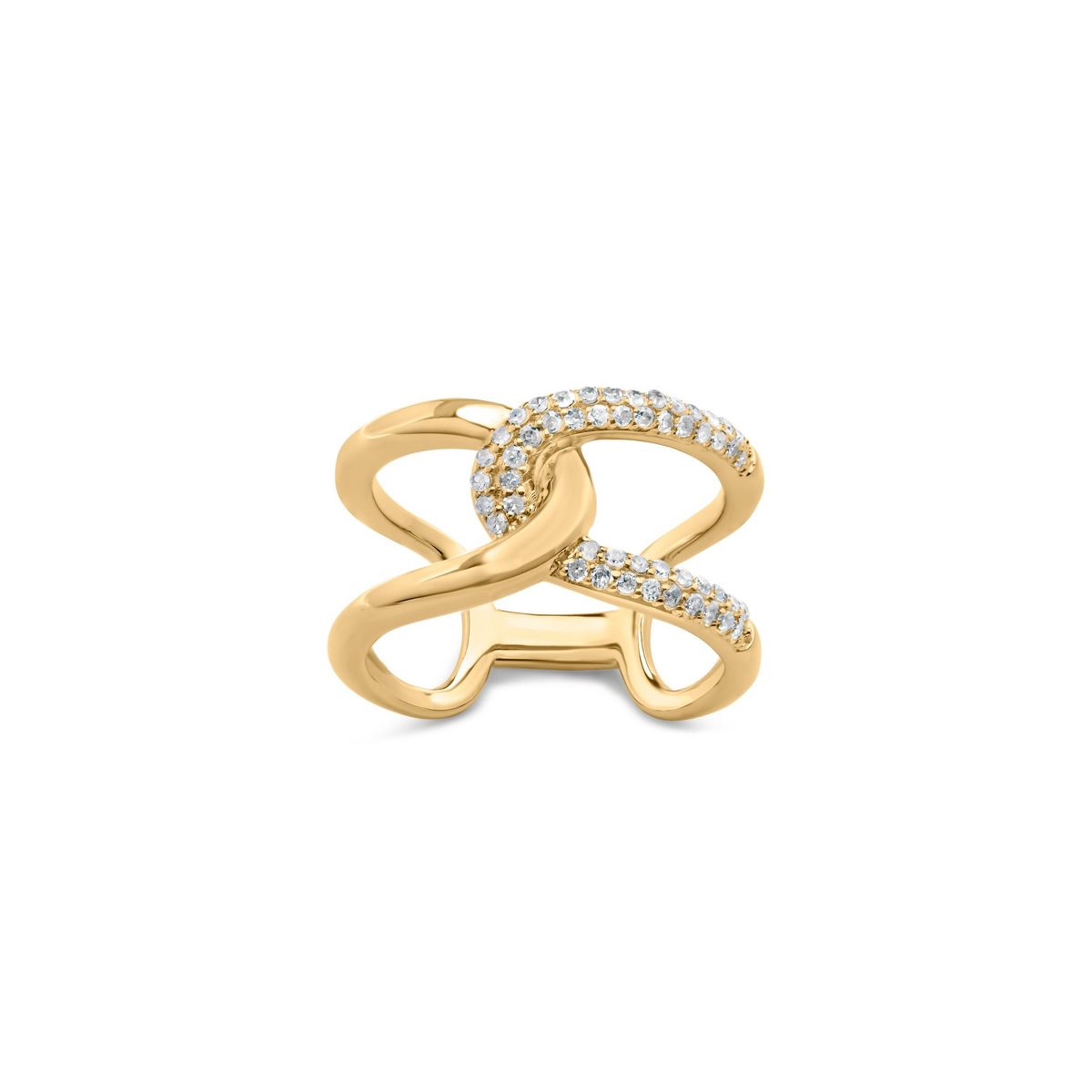 Haus of Brilliance 18K Yellow Gold Plated Sterling Silver 1/4 Cttw Diamond Open Crossover Band Ring