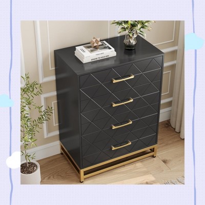 Garvee Wooden Dresser for Bedroom – Elegant 4-Drawer Chest of Drawers with Modern Design – Space-Saving Storage Solution for Various Rooms, White