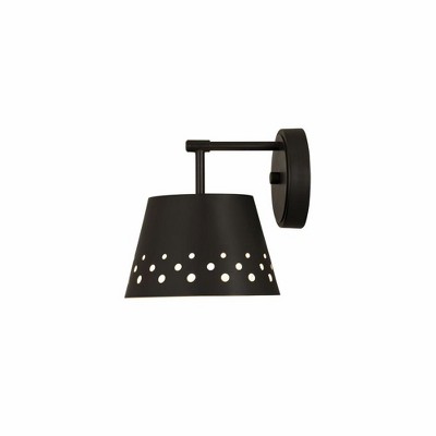 Katie Matte Black 9" Dimmable Wall Sconce with Decorative Circular Band