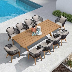 PURPLE LEAF Outdoor Dining Set Patio Aluminium Table and Rope Weave Chairs Included Cushions for Backyard Decor Kitchen - 1 of 4