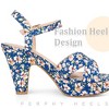Perphy Women's Floral Platform Slingback Chunky High Heels Sandals - 4 of 4