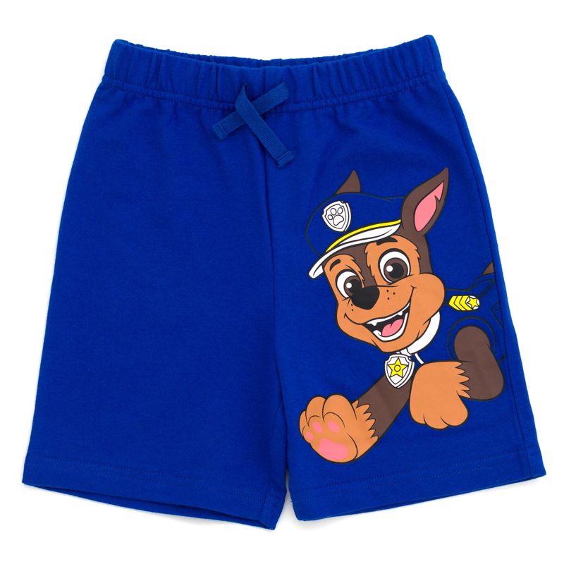 Paw Patrol Chase Skye Rubble Marshall Cosplay T-Shirt and Bike Shorts French Terry Outfit Set Toddler to Big Kid, 5 of 8