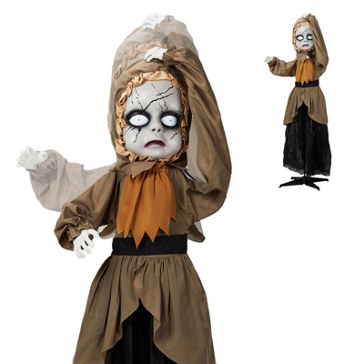 Slickblue 5.3 FT Girl Halloween Standing Decoration with LED Lights, Singing & Motion for Outdoor Yard