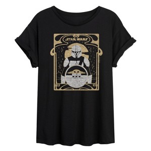 Women's - Star Wars - The Mandalorian Mando Celestial Oversized Graphic T-Shirt - 1 of 4