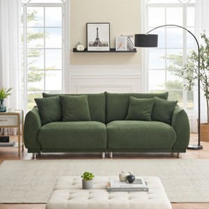 VASIP 86-inch Teddy Fleece Deep Seat Comfortable Sofa with 4 Pillows,Suitable for Apartment Living Room Bedroom, Does not Take Up Space. - 1 of 4