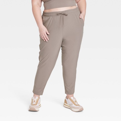 Women's Stretch Woven High-Rise Taper Pants - All In Motion™ Taupe 2X