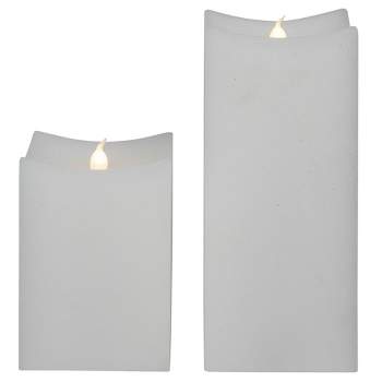 Northlight Set of 2 White Rectangular LED Flickering Flameless Wax Candles 8"